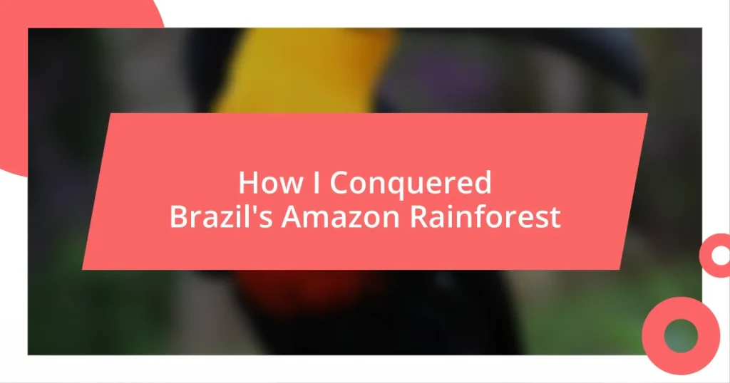 How I Conquered Brazil’s Amazon Rainforest