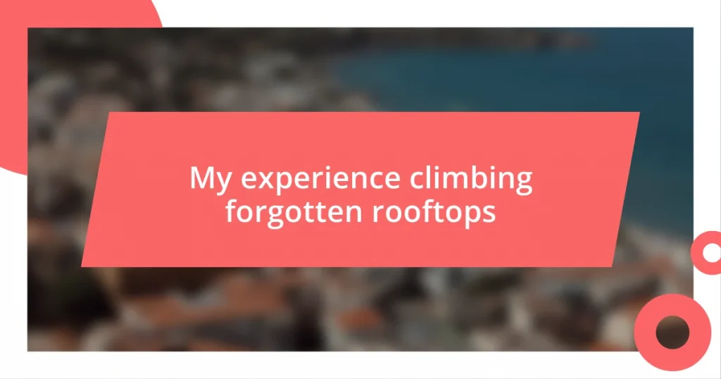 My experience climbing forgotten rooftops