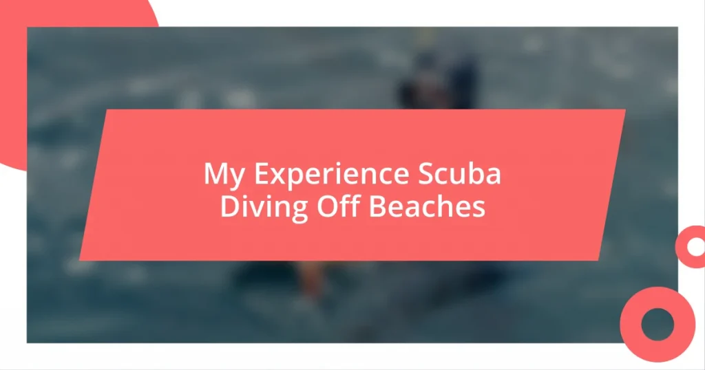 My Experience Scuba Diving Off Beaches