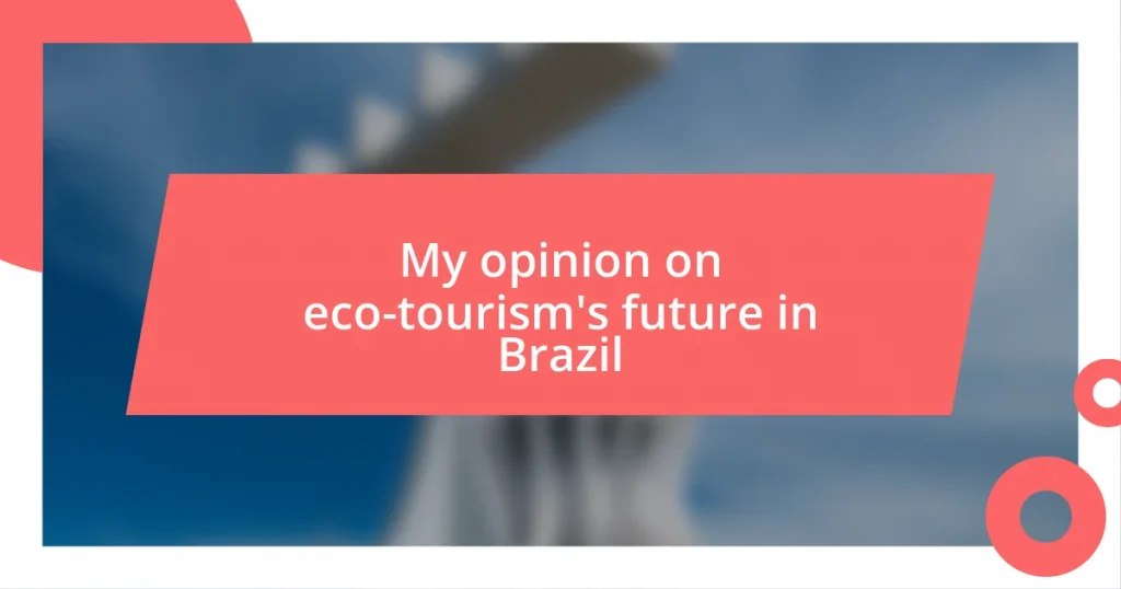 My opinion on eco-tourism’s future in Brazil