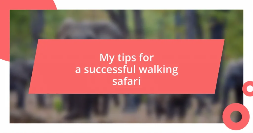 My tips for a successful walking safari