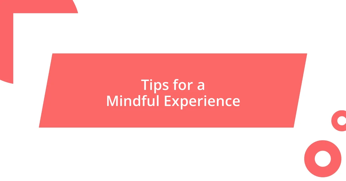 Tips for a Mindful Experience