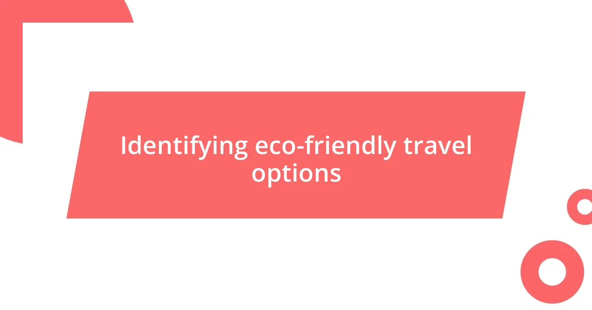 Identifying eco-friendly travel options