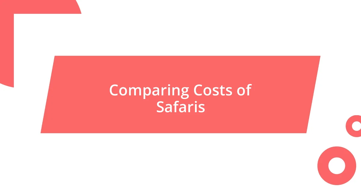 Comparing Costs of Safaris